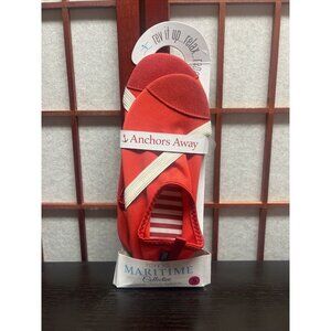 FITKICKS Womens Foldable Barefoot Shoes Maritime Collective Red Anchors Away Sm